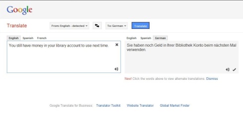 using Google translate to communicate to a German speaking patron
